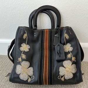 COACH 1941 Limited Edition Western Embroidered Black Pebbled Leather Rogue